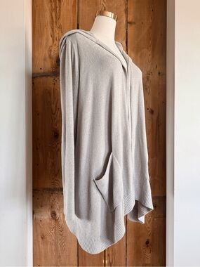 Sz S Barefoot Dreams CozyChic Ultra Lite Open Front Knit Cardigan In Seal EUC